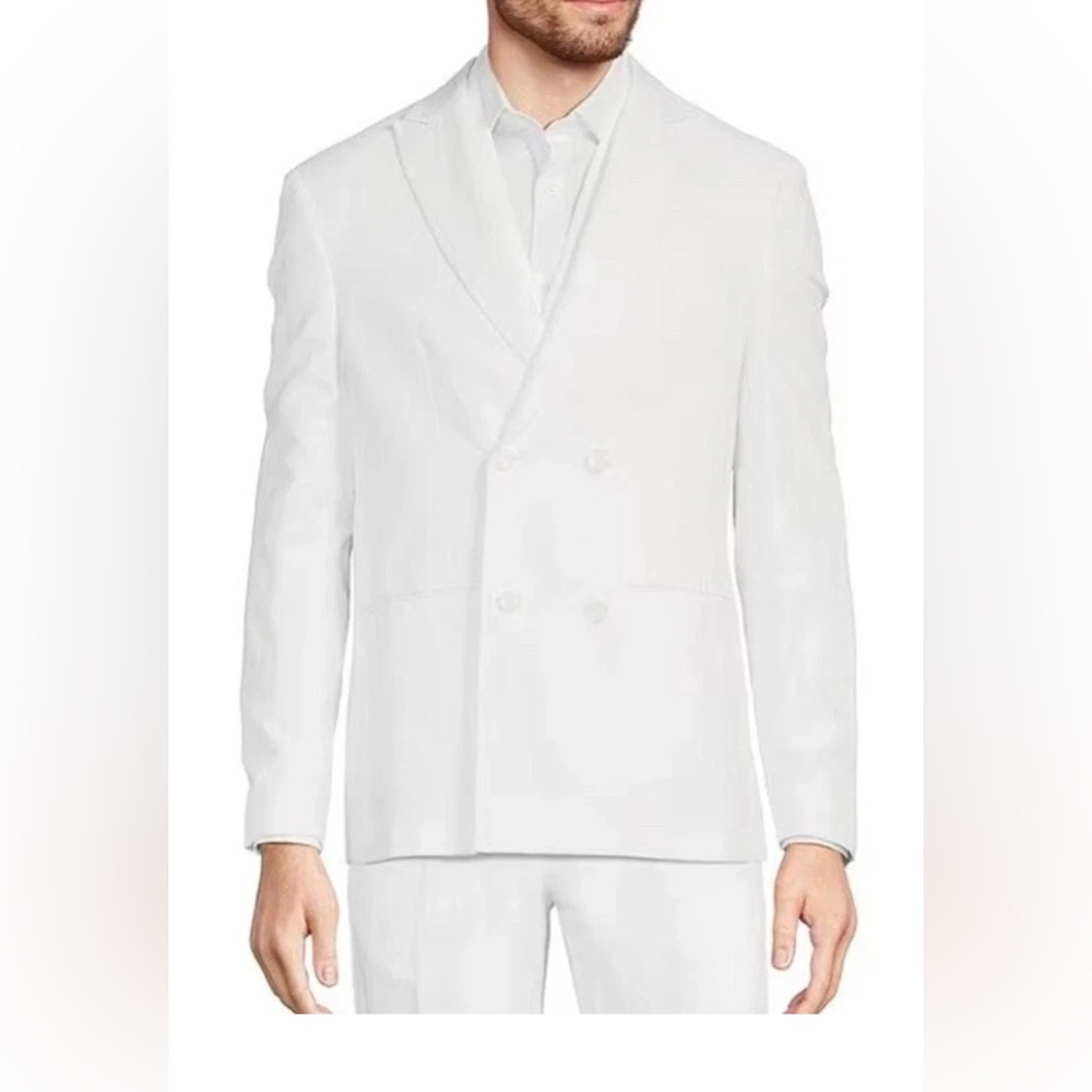 New Big & Tall Mens Murano Baird Mcnutt Slim Fit Linen White Blazer Sports Coat